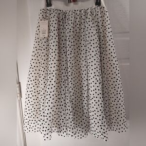 a new day Black and White Heart Print A-Line Skirt